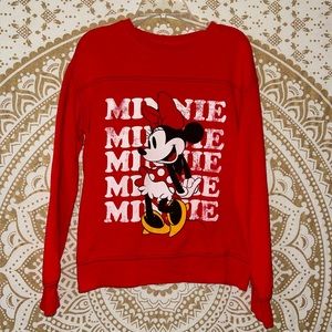 ✨ HP ✨ “DISNEY” BRAND CUTE MINNIE MOUSE PULL OVER RED SWEATSHIRT, SIZE LADIES XS